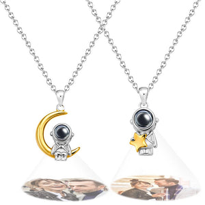 Personalized Astronaut Space Moon Star Projection Charm - gift for who lost a loved one