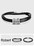 Any Names - Personalized Father Engraved Bead Bracelet