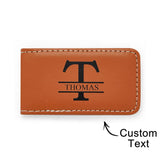 Custom Letter And Name - Personalized Leather Money Clip
