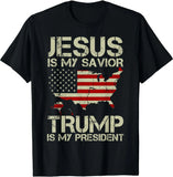 Jesus Is My Savior Trump Is My President T-shirt, Trump 2024 T-Shirt Printed Graphic Clothing T-shirt & Hoodie