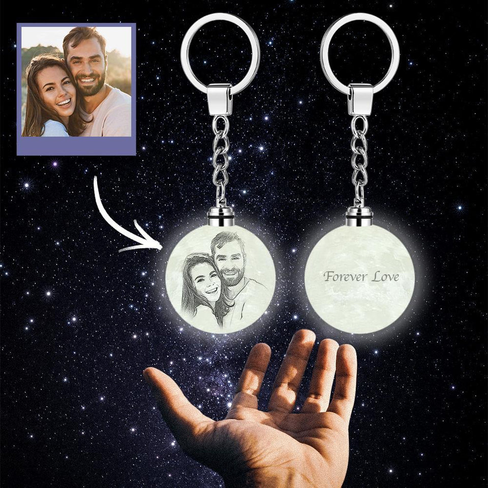 Moon Light Multicolor - Personalized 3D Printed Photo Moon Lamp Keychain