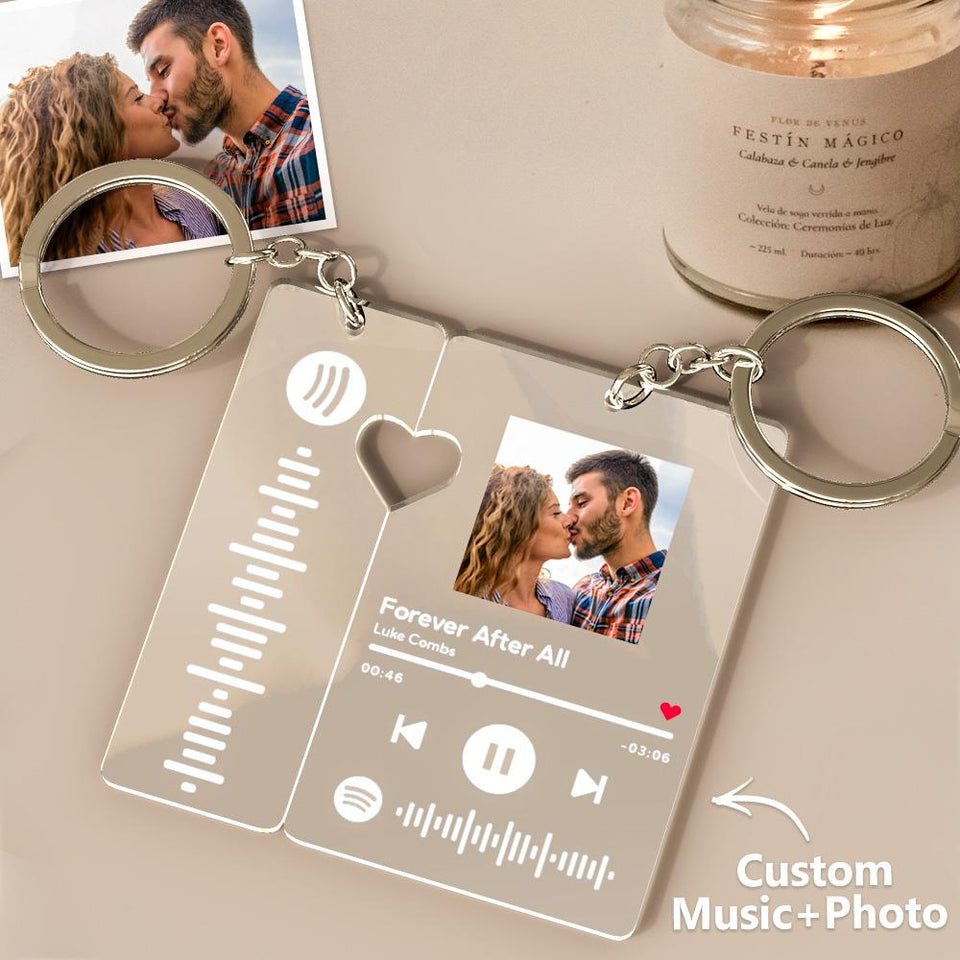 Music Code Heart Matching Keychain - Personalized Couple Keychain