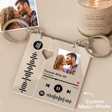 Music Code Heart Matching Keychain - Personalized Couple Keychain