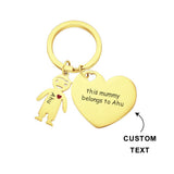 This Mom Dad Belongs To - Personalized Mother Heart With Children Keychain