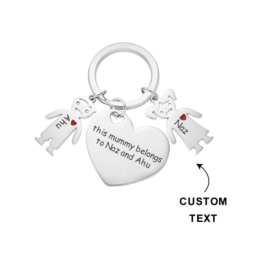 This Mom Dad Belongs To - Personalized Mother Heart With Children Keychain