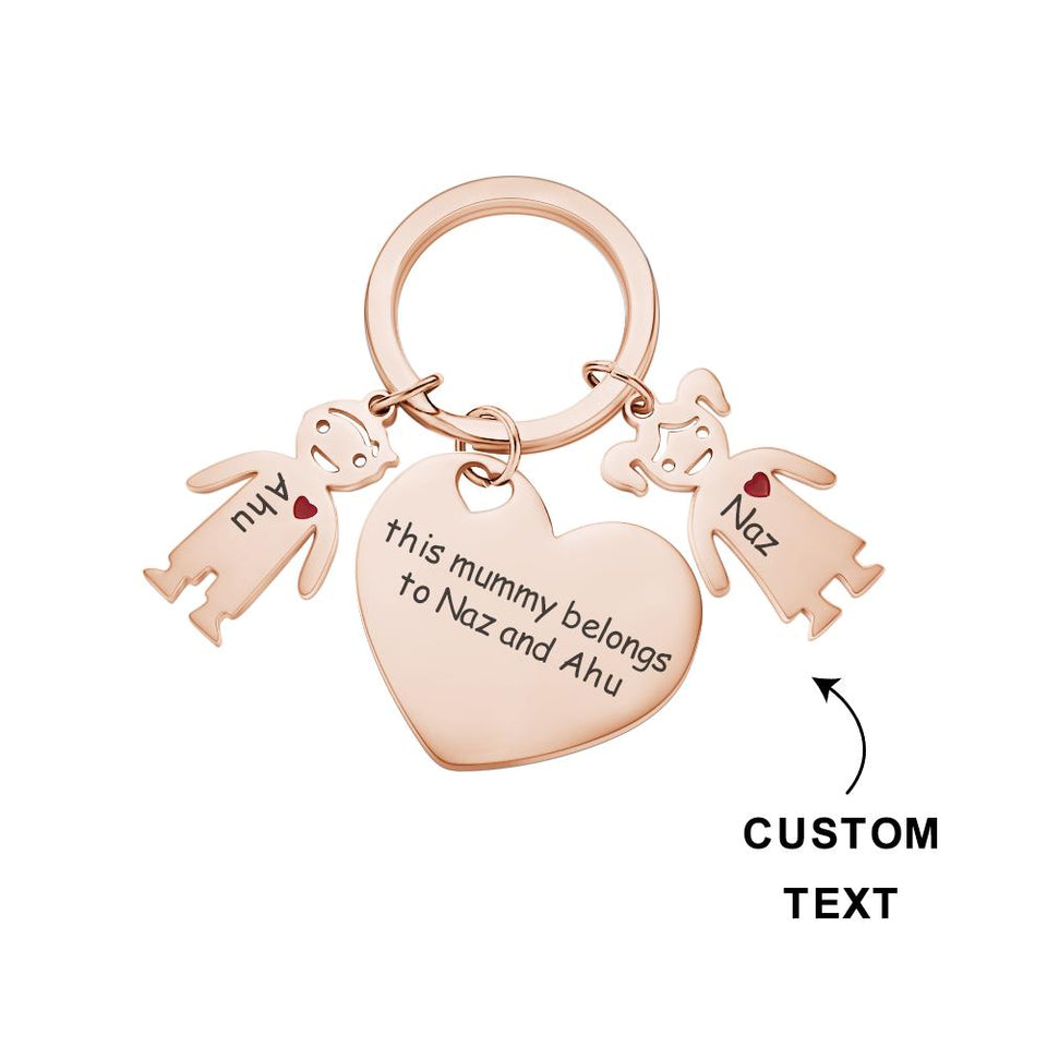 This Mom Dad Belongs To - Personalized Mother Heart With Children Keychain