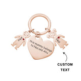 This Mom Dad Belongs To - Personalized Mother Heart With Children Keychain