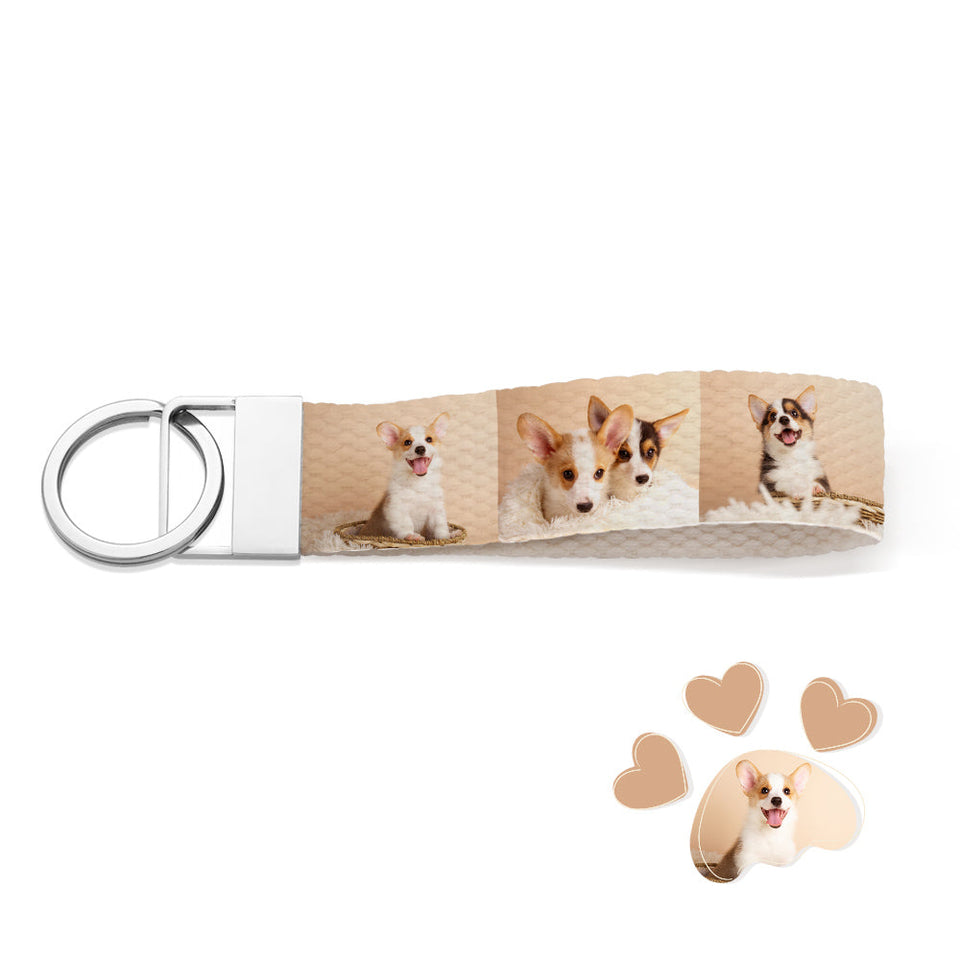 Pets Dogs Cats Lovers - Personalized Dog Photo Wristlet Keychain