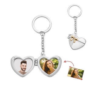 Heart Gift Locket - Personalized Couple Photo Hear Locket Keychain