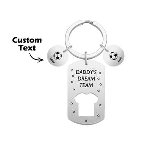 Daddy's Dream Team - Soccer gift for dad, husband - Personalized Football Name Tags Keychain