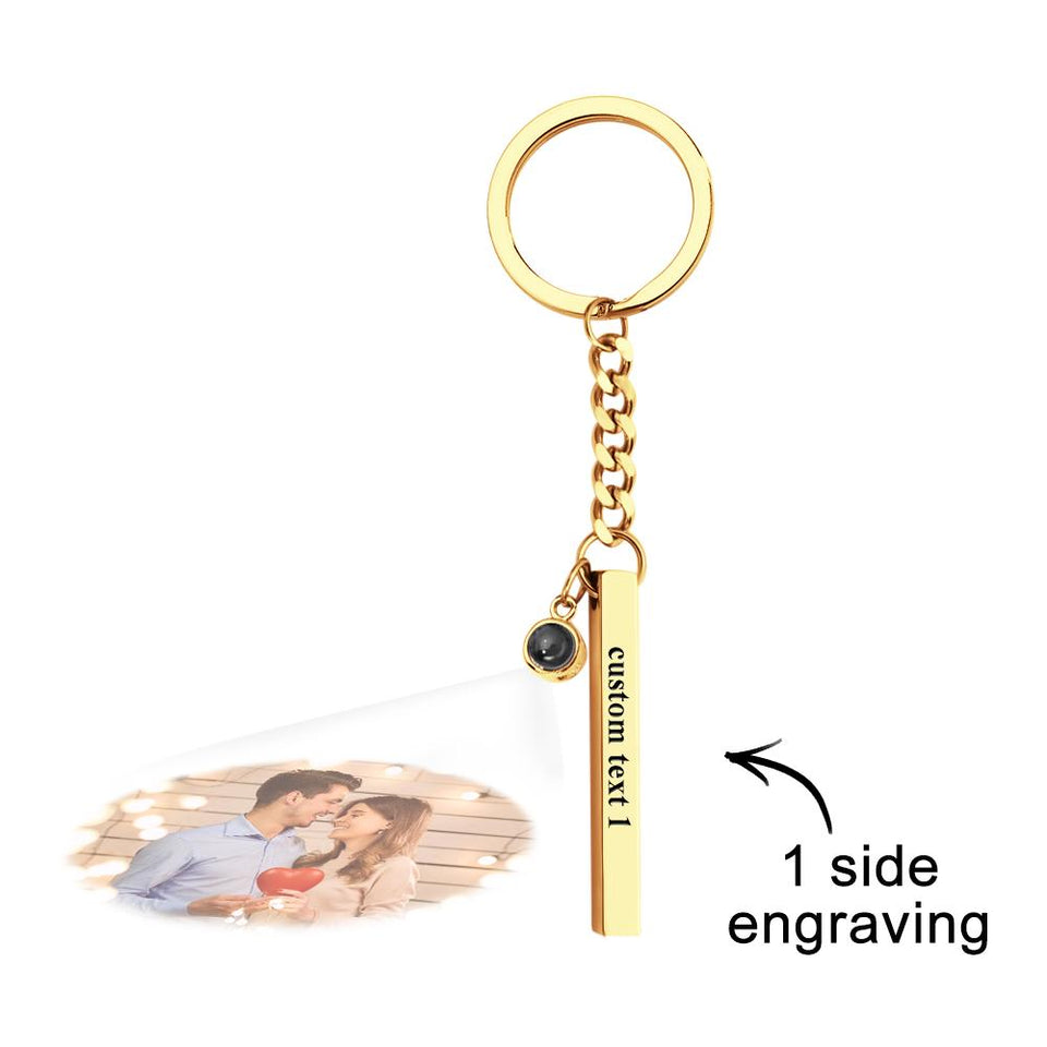 Custom Bar Vertical Cube Projection Keychain - gift for anyone, who lost a loved one - Personalized Keychain