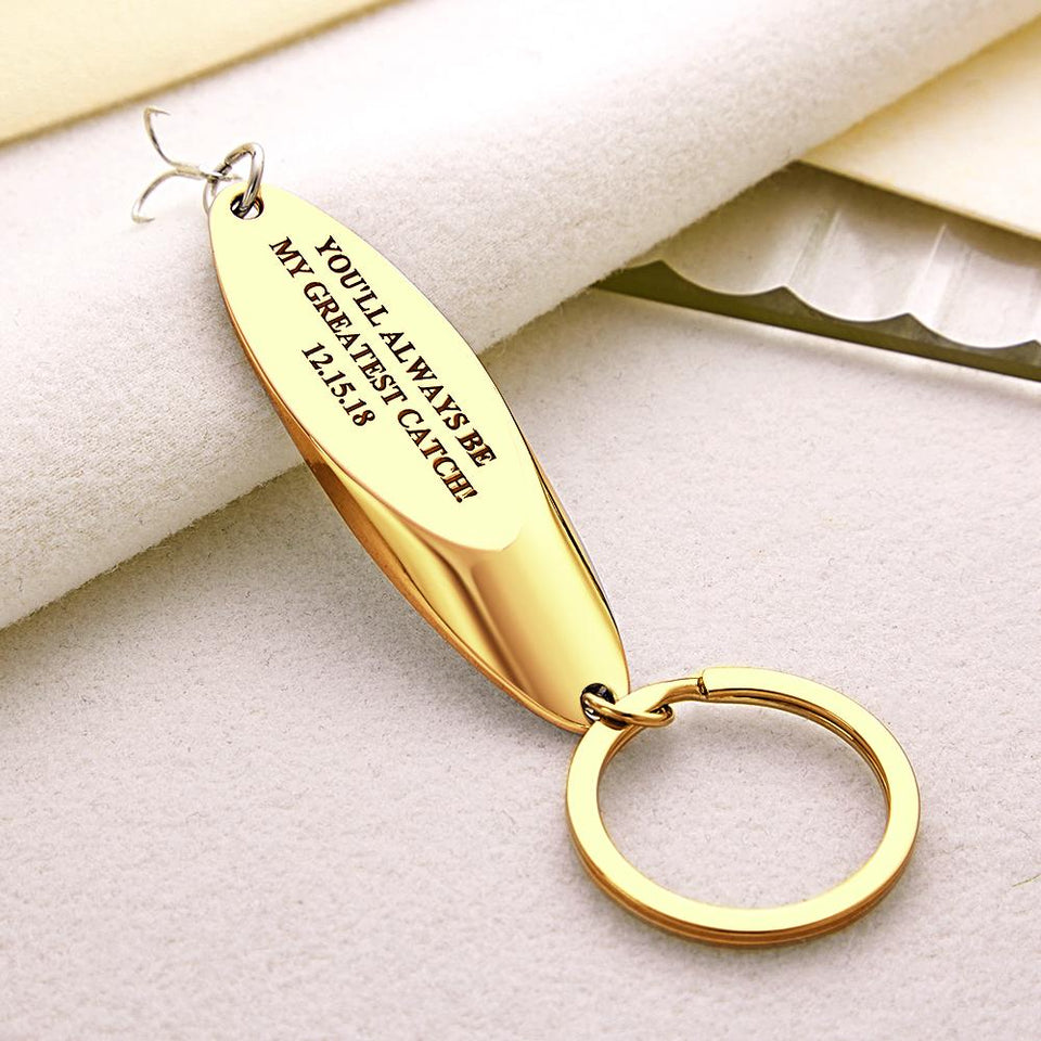 Custom Text Fish Hook Fish Hook Keychain - Fishing gift for boyfriend, girlfriend, wife, husband - Personalized Keychain