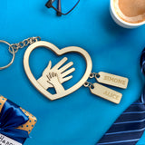 Personalized Family Hands With Name Tags Keychain