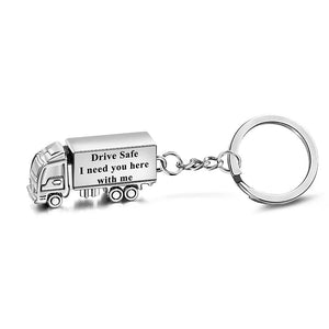 Custom Text Trucker Truck Charm Keychain - Trucker gift for husband, boyfriend, wife, girlfriend - Personalized Keychain