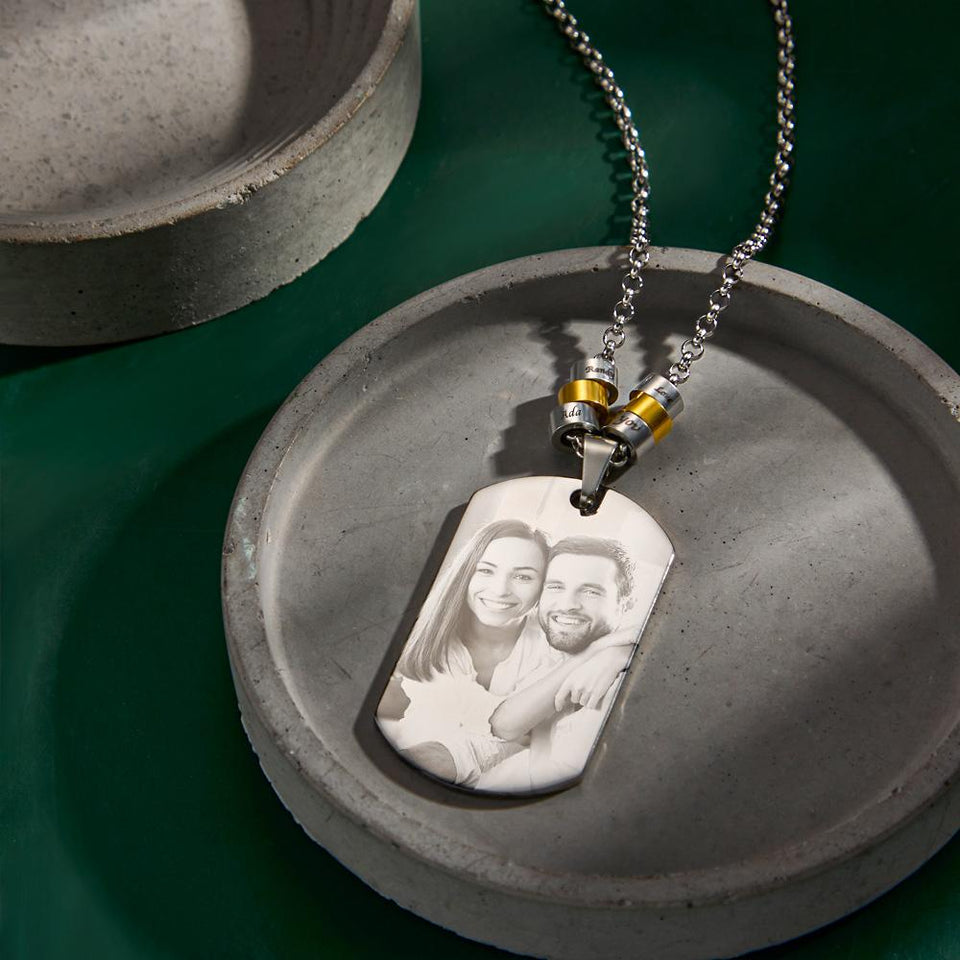 Any Photo - Personalized Engraved Beads Pendant
