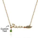 Bloom Cat Name - Personalized Broom Cat Birthstone Name Necklace
