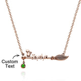 Bloom Cat Name - Personalized Broom Cat Birthstone Name Necklace