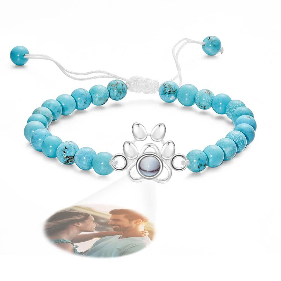 Pet's Paw - Personalized Dog Photo Projection Beads Bracelet With Pet Claw