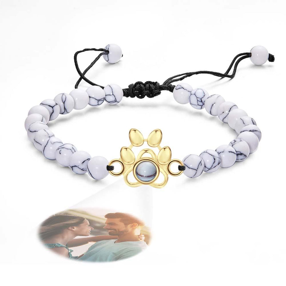 Pet's Paw - Personalized Dog Photo Projection Beads Bracelet With Pet Claw