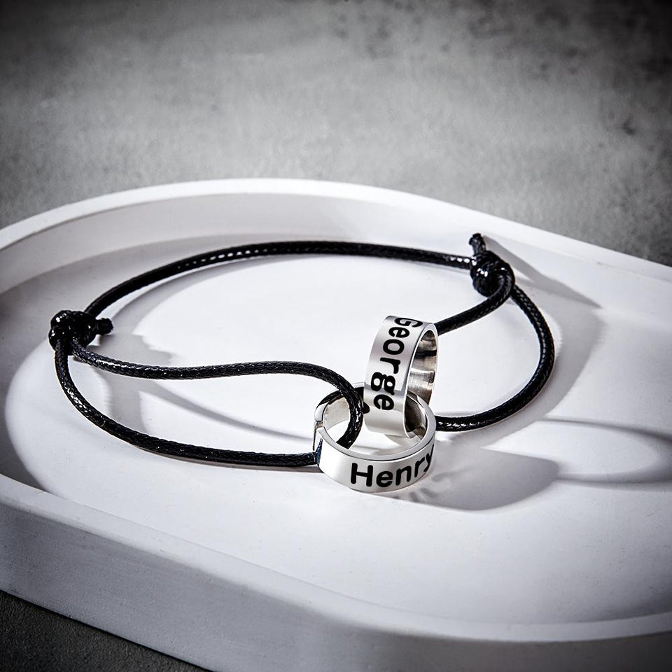 Intwine Name - Personalized Couple Intwine Name Beads Bracelet