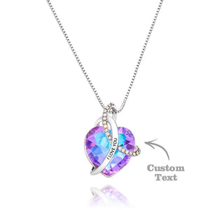 Crystal Love Heart - Personalized Couple Crystal Heart Engraved Necklace