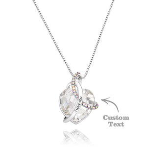 Crystal Love Heart - Personalized Couple Crystal Heart Engraved Necklace