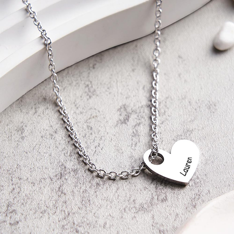 Any Name - Personalized Name Heart Necklace