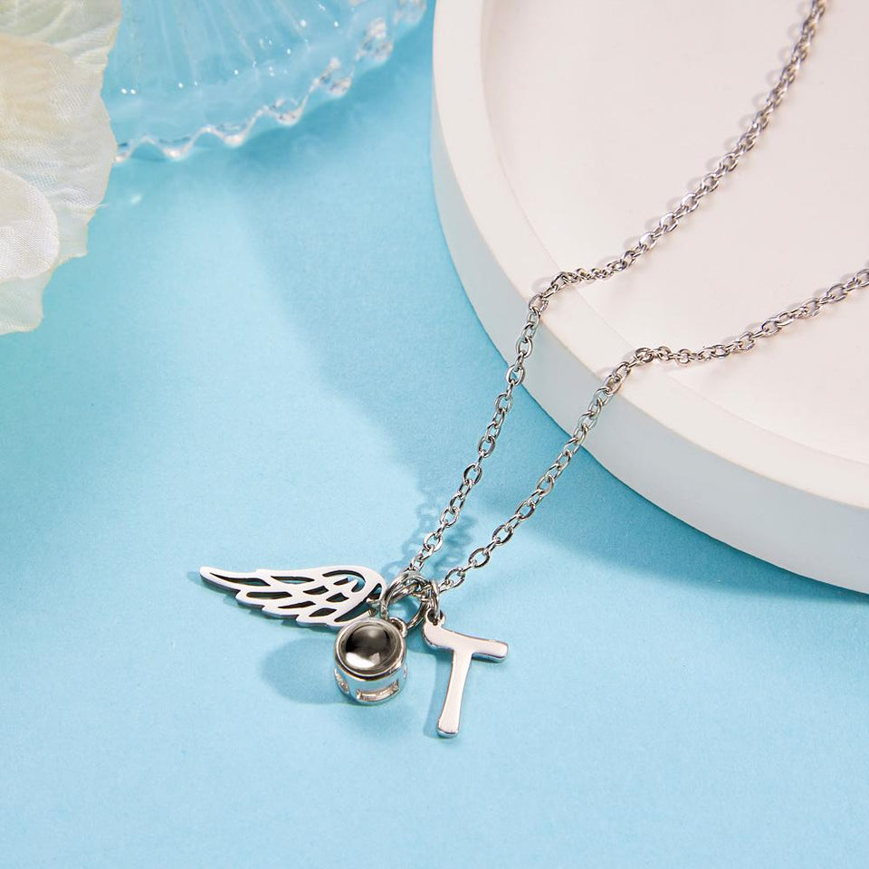 Personalized Wings Initials Projection Charm
