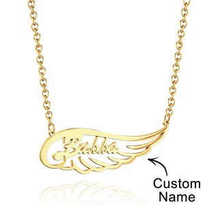 Personalized Memorial Angel Wing Name Necklace