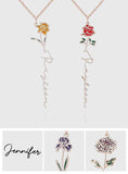 Personalized Name Birth Month Colorful Flower Necklace