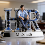 Custom Latin Male HR Manager Desk Nameplate Plaque - Personalized Office Decor & Executive Figure Trophy Gift