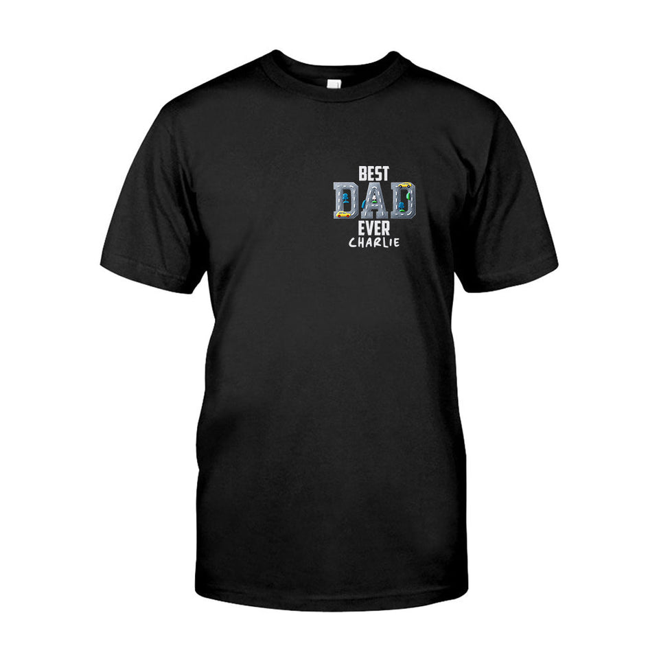 Car Road On Dad's Back - Personalized Father T-shirt And Hoodie