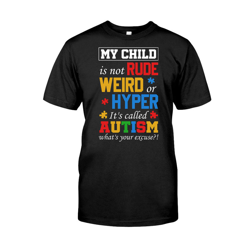 T-shirt et sweat à capuche « Mon enfant n'est ni impoli, ni bizarre, ni hyper classique » pour la sensibilisation à l'autisme 112021