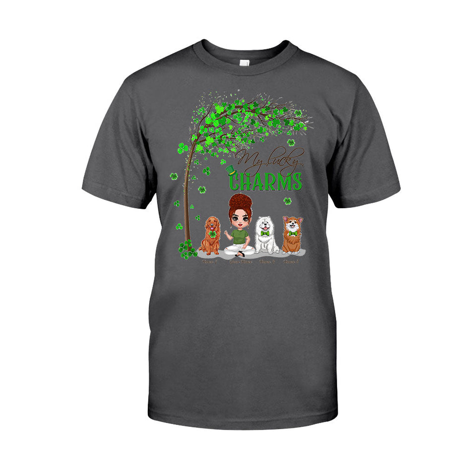 Patrick Day Irish Dogs And Girl - Personalized T-shirt and Hoodie
