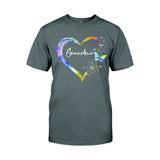 Heart Floral Butterflies - Personalized Mother's Day Grandma T-shirt and Hoodie