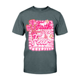T-shirt et sweat à capuche personnalisés « Preppy Breast Cancer Faith Over Fear » (La foi plutôt que la peur face au cancer du sein)