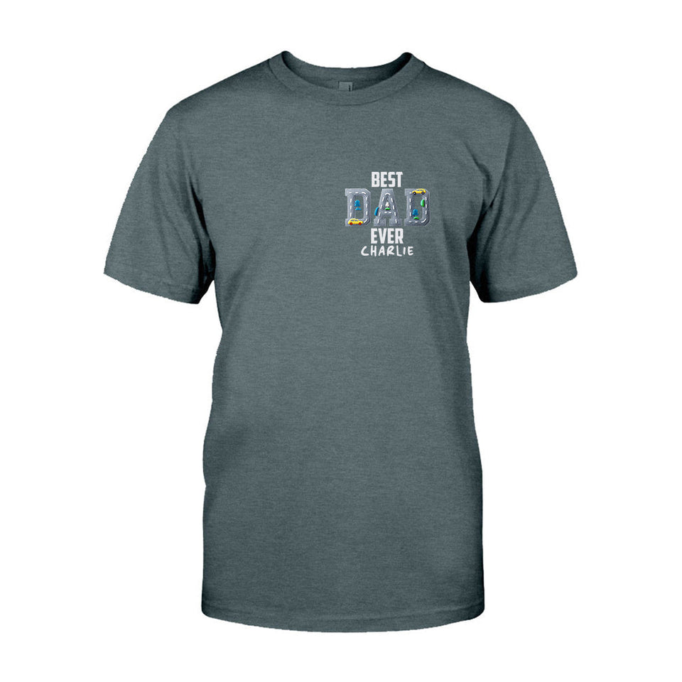 Car Road On Dad's Back - Personalized Father T-shirt And Hoodie