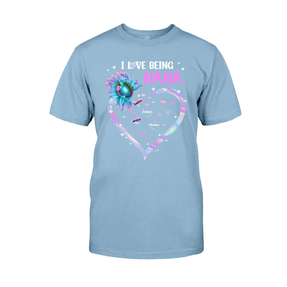 I Love Being Grandma Sunflower - Personalized Mother's Day Grandma T-shirt and Hoodie