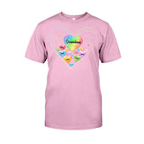 Colorful Heart Of Grandma Mother - Gift for grandma, grandma, mom - Personalized T-shirt And Hoodie