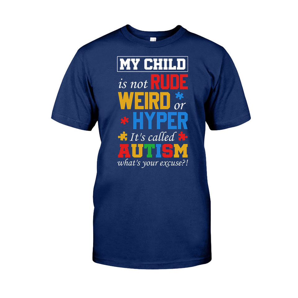 T-shirt et sweat à capuche « Mon enfant n'est ni impoli, ni bizarre, ni hyper classique » pour la sensibilisation à l'autisme 112021