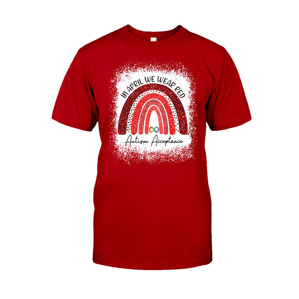 In April We Wear Red - Autism Awareness T-shirt and Hoodie 1121