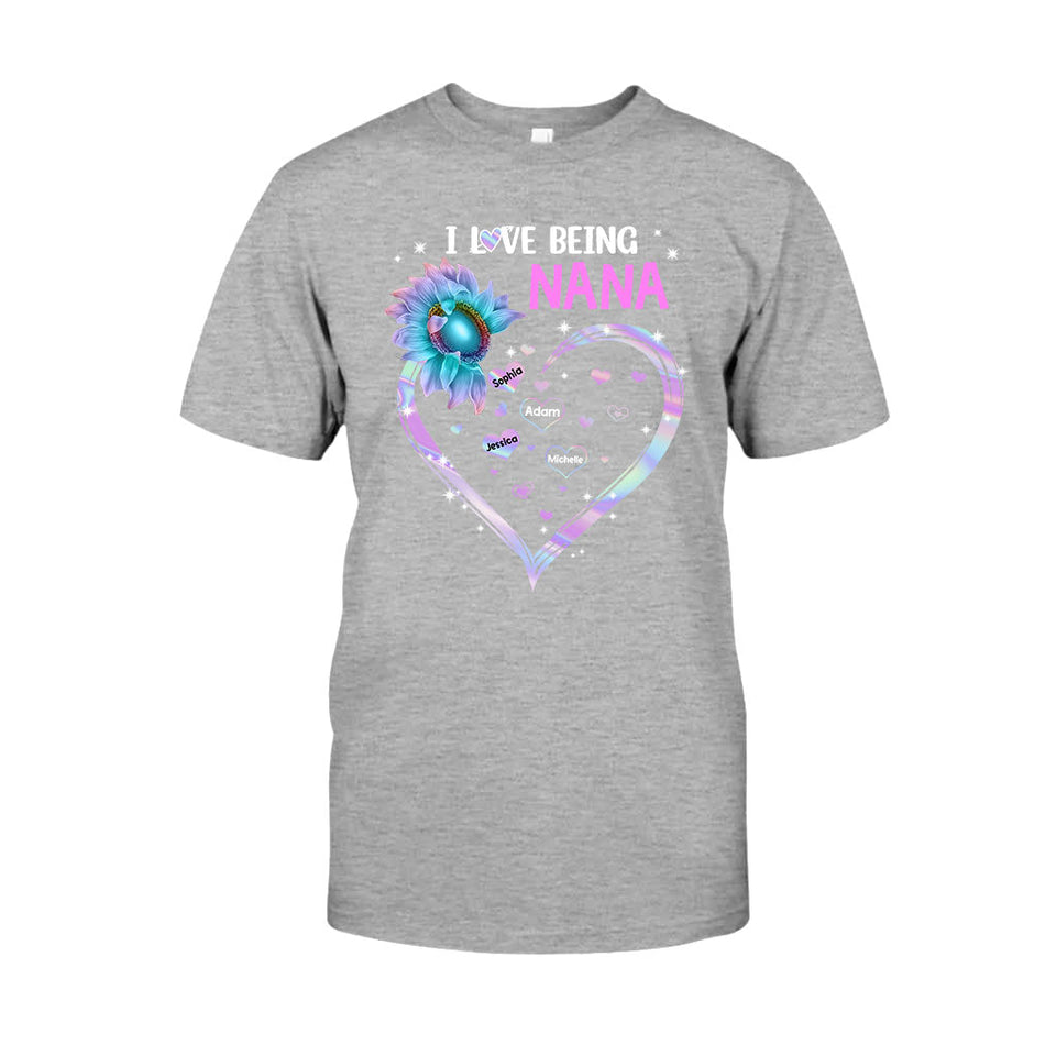 I Love Being Grandma Sunflower - Personalized Mother's Day Grandma T-shirt and Hoodie