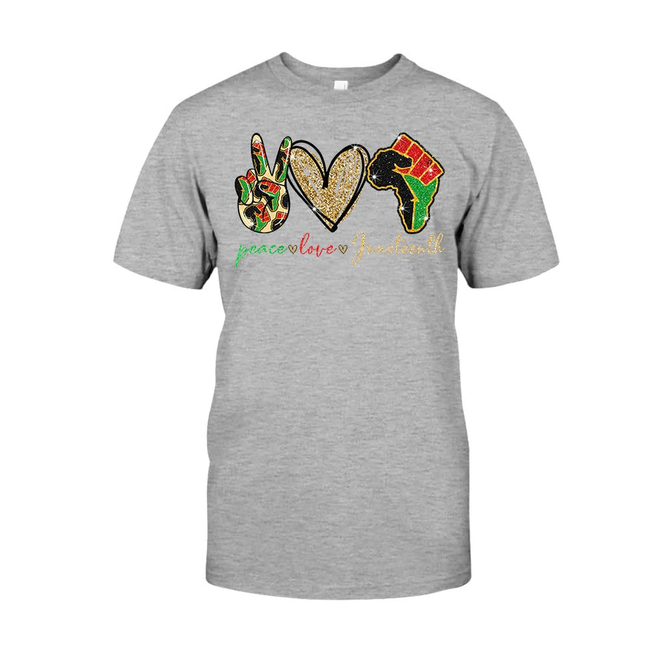 Juneteenth - African American T-shirt and Hoodie With Faux Glitter Print 1121