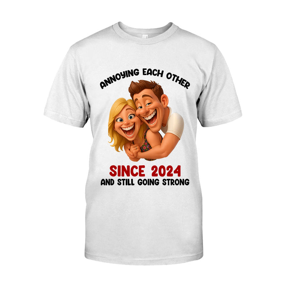 Funny Gift Cartoonish Exaggerated Mascot Style - Personalized Couple T-shirt And Hoodie