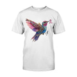 T-shirt et sweat à capuche personnalisés avec ruban rose et colibri en cristal pour la sensibilisation au cancer du sein