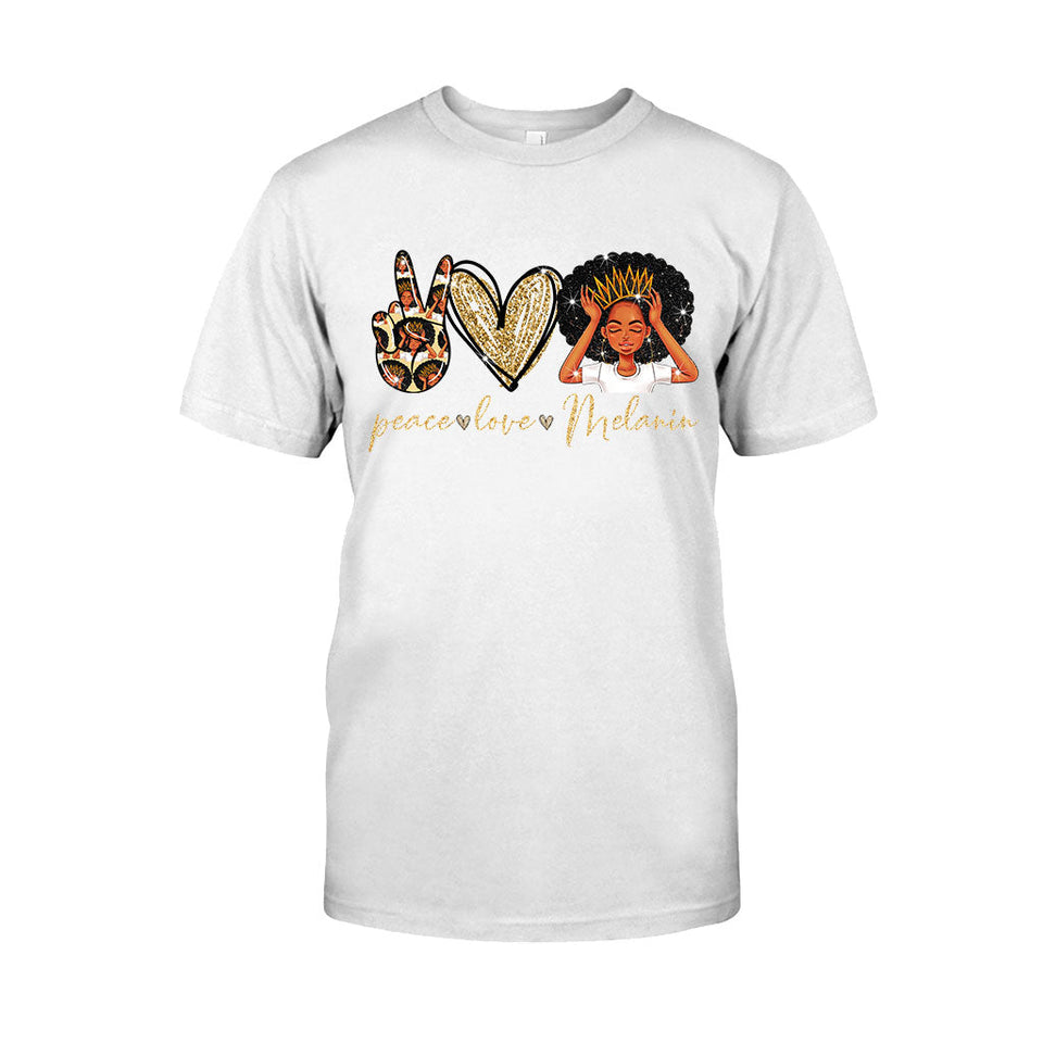Melanin -African American T-shirt and Hoodie With Faux Glitter Print 1121
