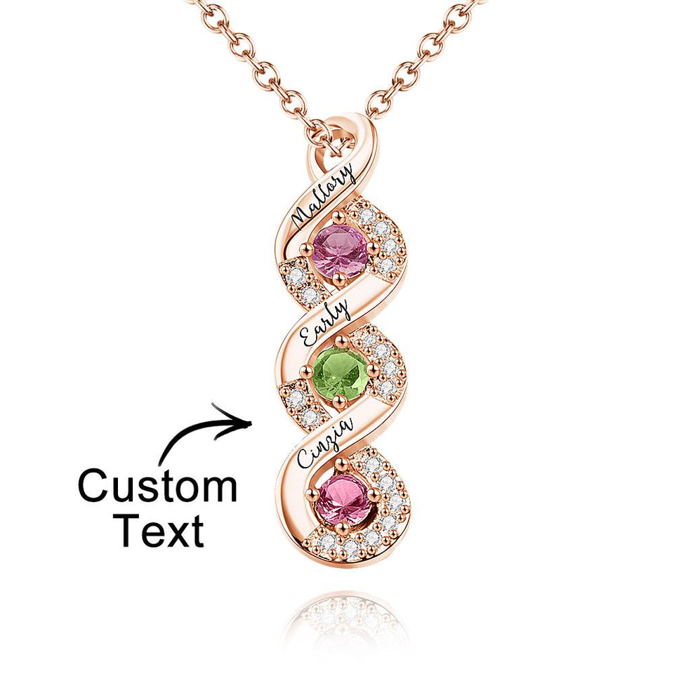 Personalized Engraved Birthstone Infinity Charm