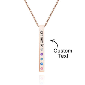 Custom Engraved Birthstone Charm - Personalized Engraved Birthstone Charm