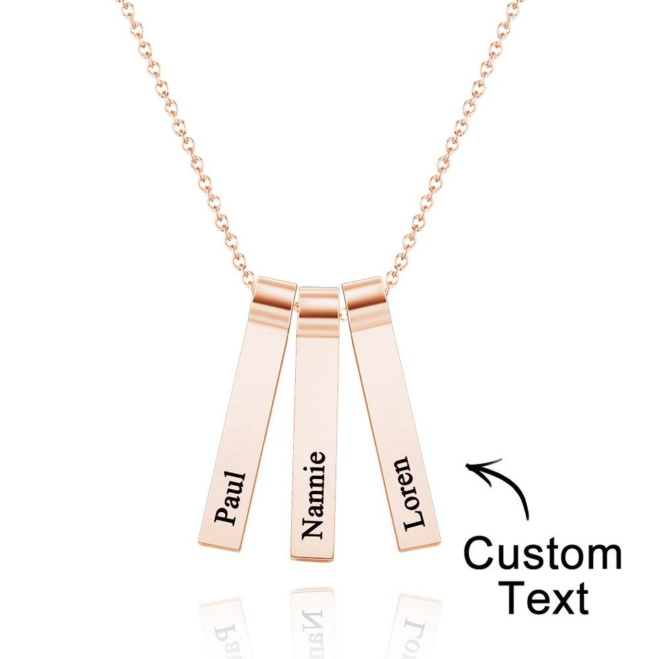 Any Name - Personalized Family Engraved Vertical 1-5 Names Necklace
