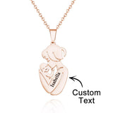 Mother And Baby - Personalized Mother Engraved Mother Baby Necklace